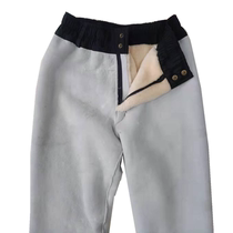 Sheepskin whole leather pants Fur one-piece mens and womens wool leather pants High waist windproof thickened sheep shearing liner cotton pants