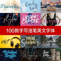 Handwriting with pen PS English font pack logo font pack download Beautiful art art font material library MAC