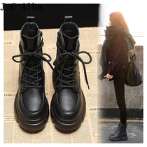 Fried street Martin boots British Martin boots increase the height of the female small 8cm2022 winter new single boot tide ins