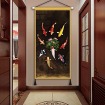 New Chinese koi hanging painting Nordic modern simple porch decorative painting living room bedroom wall fabric carpet painting