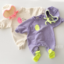 ins Korean version of baby clothes cotton baby jumpsuit shoulder sleeve loose climbing clothes newborn clothes ha clothes spring and autumn