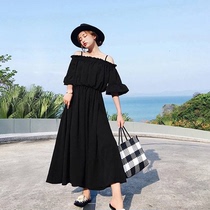  Large size womens fat mm dress 2021 summer new 200 kg fat sister cover belly thin one-shoulder long skirt