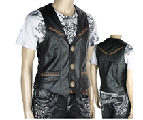 New Korean handmade cowhide woven personality retro Harley Indian Knight vest leather vest motorcycle male