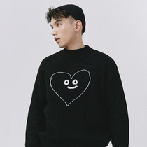 SAMESAME21AW silly heart round neck thick warm sweater retro loose New lazy lovers