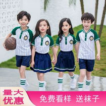 School uniform set primary school sports class dress striped childrens summer cotton kindergarten Garden uniform graduation uniform short sleeve