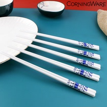 CORNINGWARE SMALL BLUE and WHITE CERAMIC CHOPSTICKS 5 PAIRS