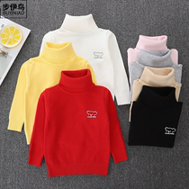 1 Childrens sweater boy and girl plus thicker sweater for children in high-collar cotton knitted sweater baby and toddler