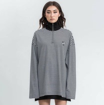 Domestic spot WE11DONE 21aw early autumn collar half zipper big LOGO striped T-shirt welldone sweater