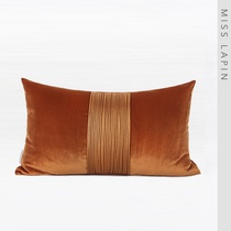 Lanpin home new Chinese style simple sofa bed headrest bag cushion pillow orange center stitching pleated waist pillow