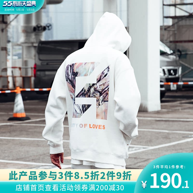 SSUR PLUS Chrisuno Oil painting Angel hooded sweatshirt Male couple hip brand hoodie
