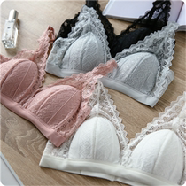 Complete set into more worry-free no steel ring no bondage silk inner lace triangle cup bra underwear female summer