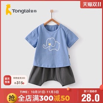 Tongtai summer 3 months-3 years old baby boys and girls baby cotton clothes round neck pullover trendy half-sleeved shorts suit