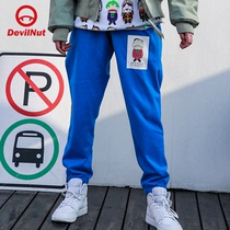 DEVIL NUT Tide brand lovers same Chinese Red New Year red red sports pants ancient early figure AET