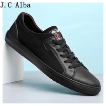 JC Alba Stunning Whole ~ Casual Breathable Genuine Leather Head Layer Bull Leather Plate Shoes Summer Soft Bottom Lace Leather Shoes Man