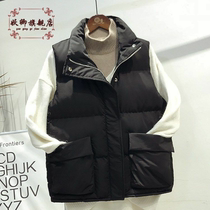 2020 new fat short cotton-padded clothes down cotton vest women autumn and winter large size vest loose waistcoat women