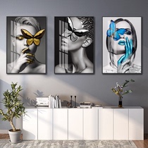 Black and white character crystal porcelain decorative painting Modern minimalist style living room bedroom background wall hanging painting artistic creative framed painting
