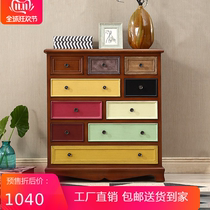 Carnival Praises Fighting Cabinet American Retro Solid Wood 5 Closet Mediterranean small family Type Hyon cabinet Multi-drawer side cabinet Bedroom Bedroom