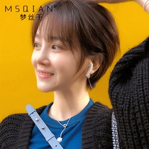 Real hair wig female short hair full headgear Jin Xiaoni same style net red handsome short hair real hair natural girl