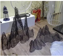 Iron Art Abstract Fake Mountain Swing Piece Hotel Lobby Metal Line Soft Adornment-like Fake Mountain Furnishing
