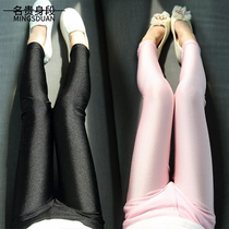 Girl glossy pants summer children children little girl Middle waist elastic tight leggings wearing spring childrens clothing yoga