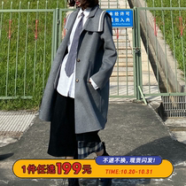 Seven4lee little red double-sided nanny coat female mid-length navy collar coat thick hair