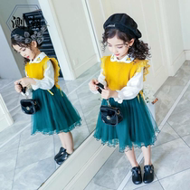 girls' dress autumn 2020 new children's autumn princess dress girls' chi suit dress fluffy gauze dress trendy