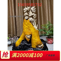 Golden nanmu carving bamboo bamboo newspaper safe ebony decoration dragon flower bird landscape animal handicraft gloomy wood root carving