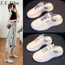 European and American outside wearing fashion cool slippers 2022 new summer Baotou Mid-drag half trampled sloth people without heel-in-wave shoes