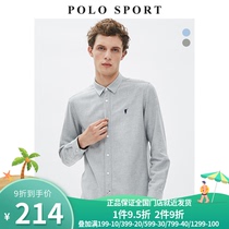 Polo sport new mens cotton plaid shirt popular simple solid color pointed collar casual shirt tide