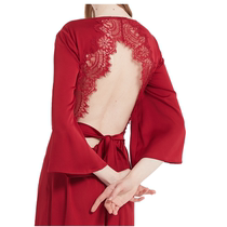 Flora Morning gown Bridal spring sexy back Openwork lace pajamas Wedding ceremony French bath nightgown custom embroidery