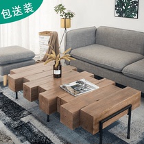 Nordic solid wood tea table log full solid wood original eco pure wooden minimalist living-room wood small tea table pine wood home