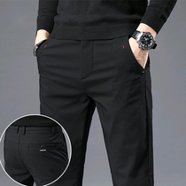 High-end mens casual pants spring and autumn 2021 New Black trend Joker slim slim feet non-iron long pants men