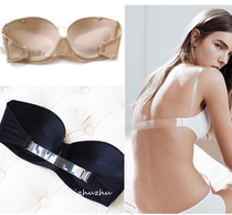 A pair of breast halter dresses transparent shoulder straps seamless sexy gathering bridal wedding underwear strapless large size bra women