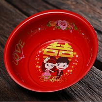 Wedding paint non-enamel washbasin Festive red wedding happy word Bride wedding dowry basin Mandarin duck foot wash basin