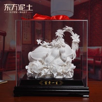 Oriental clay Ceramic flower sculpture Handmade crafts decorative ornaments Housewarming new home gifts Rich and noble for a lifetime