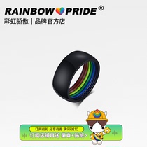 RainbowPride Rainbow Black Titanium Steel Stainless Steel Lovers Ring Pride for Men and Womens Little LGBT Ring LES