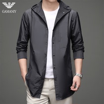 Chiamania coat mens spring and autumn 2021 new long hooded mens jacket windbreaker autumn