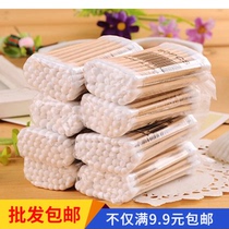 Double wooden stick label stick sterile cotton ball cotton stick cotton stick to ear soft bag 100