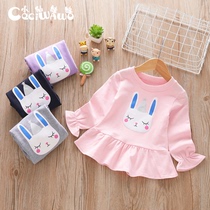 Girls in Pure Cotton Children's Guardian T-shirt Pu Qiu Pao T-shirt Spring and Fall Girl Upper Dress