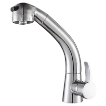 Porcelain copper hot and cold water single-handle single-hole pull-type rotary basin faucet