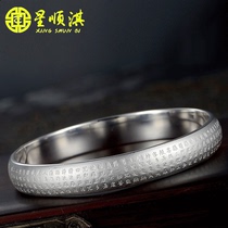Star Shunqi smooth face silver bracelet 999 sterling silver bracelet female couple send mother snowflake silver hand