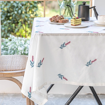 Nordic pure white tablecloth fabric hand embroidered table cloth mat Korean ins modern minimalist TV cabinet cover cloth