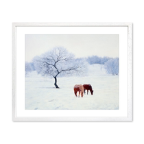 Limited to 300 editions] Zhao Xinyus print Two Horses modern realistic light luxury background wall high-end decorative painting hanging painting