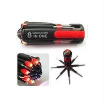 Household multi-function combination screwdriver with LED light auto repair tool eight-in-one cross screwdriver