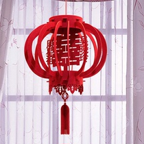Custom name Hi word non-woven three-dimensional lantern pendant Wedding wedding room decoration supplies Chinese wedding celebration pendant