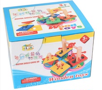 Special offer new cartoon butterfly set column color geometric building block intelligence four childrens educational early wooden toy