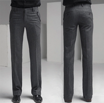  HSCP autumn and winter wool trousers mens Korean slim straight warm pants British mens casual thickened trousers trend