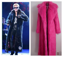 Super long faux fur BAO WENDJ coat male and female king fan nightclub stage costume sexy long coat fur multicolor