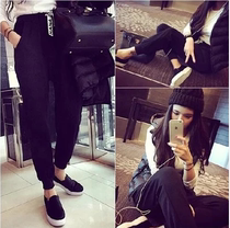 Counter winter Korean casual skinny plus velvet sports trousers womens Haren pants closed feet pants