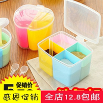 Plastic Spice Box Kitchen seasoning tank seasoning box candy color separated sugar jar condiment box seasoning bottle jar